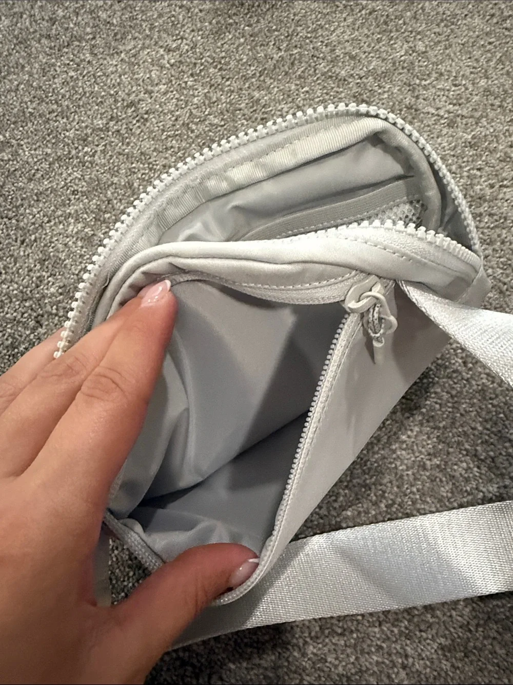 lululemon athletica Light Gray Crossbody Waist Bag with Iridescent Pastel Logo